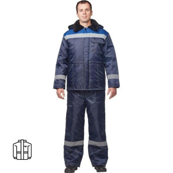 Куртка рабочая зимняя мужская з32-КУ с СОП синяя/васильковая (размер 52-54, рост 170-176)