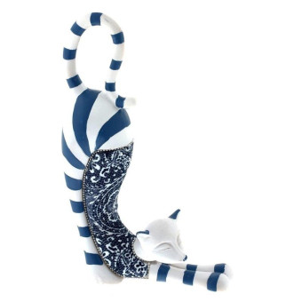 Фигурка декоративная Кошка белая/синяя (12x5.5x24 см)