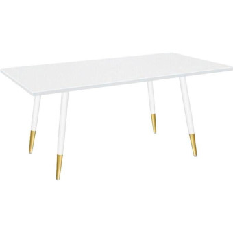 Стол обеденный Sheffilton SHT-TU14 (белый муар/золото/белый шагрень,  1200х800х740 мм)