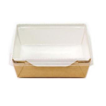 Бумажный контейнер DoEco Eco OpSalad 900 для салата 900 мл коричневый (150х150х50 мм, 150 штук в упаковке)
