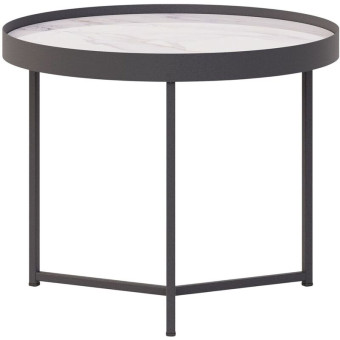 Столик журнальный Комус Мебель Тайлер 450 (калаката/чёрный матовый, 453х453х450 мм)