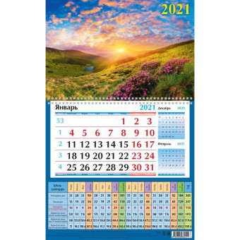 Календарь моноблочный перекидной настенный производственный 2021 год Летний день (310x500 мм)