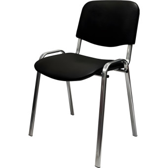 Стул офисный Easy Chair Изо PC 10 чёрный экокожа металл с имитацией под  хром (1905633)
