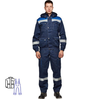 Костюм рабочий летний мужской Антей-КПК с СОП синий/васильковый (размер 60-62, рост 182-188 см)