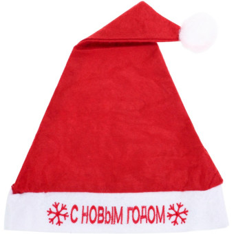 Колпак новогодний Миленд С Новым годом красный 28x40 см