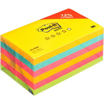 Стикеры Post-it Радуга плюс 76x127 мм неоновые 4 цвета (6 блоков по 100 листов)