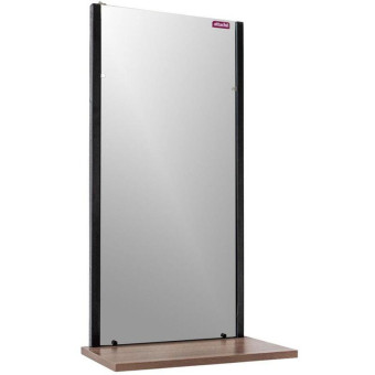 Зеркало настенное Attache Мюлен с полкой (черный глянец/ясень шимо темный, 420x783 мм, прямоугольное)
