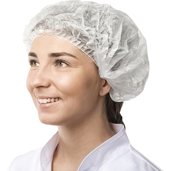 Шапочка одноразовая Шарлотта SMZ белая плотность 10 мкм (100 штук в упаковке)