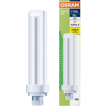 Лампа люминесцентная Osram 26 Вт G24q-3 D/E 3000 К 1800 Лм  (4099854122439)