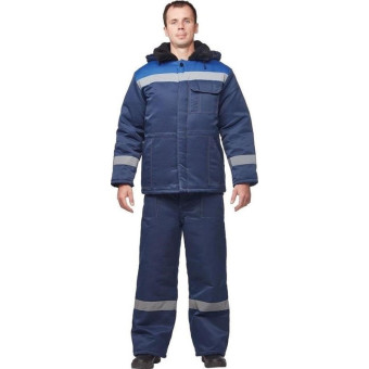 Куртка рабочая зимняя мужская з32-КУ с СОП синяя/васильковая из ткани грета (размер 52-54, рост 170-176)