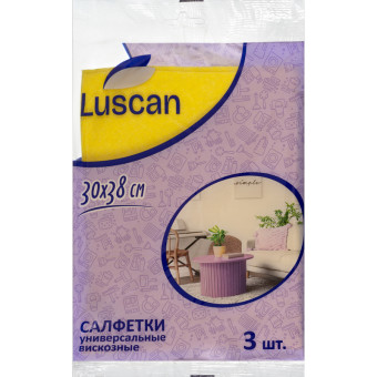 Салфетки хозяйственные Luscan вискоза 30x38 см 90 г/кв.м (3 штуки в упаковке)