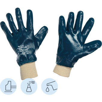 Перчатки рабочие защитные Manipula Specialist Техник РП TN-03/MG-226 хлопковые с нитрильным покрытием синие (размер 9, L)