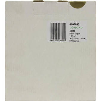 Фотобумага для цветной струйной печати Lomond односторонняя (матовая, 10x15 см, 180 г/кв.м, 600 листов, артикул производителя 0102083)
