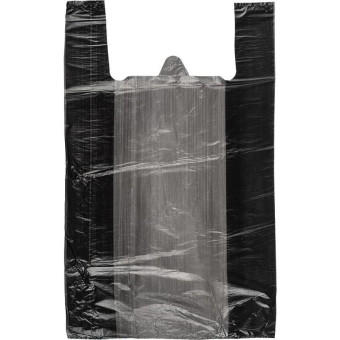Пакет-майка ПНД усиленный черный 30 мкм (40+18x70 см, 50 штук в упаковке)