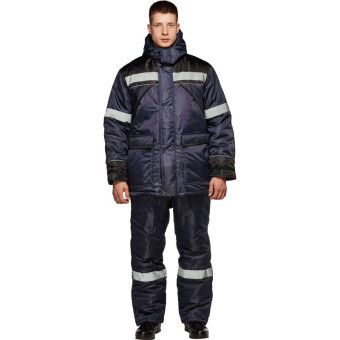 Костюм рабочий зимний мужской Памир-КПК с СОП синий/черный (размер  60-62, рост 182-188)