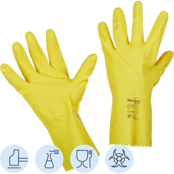 Перчатки КЩС латексные Manipula Specialist Блеск L-F-01/CG-941 с  хлопковым напылением желтые (размер 10-10.5, XL)