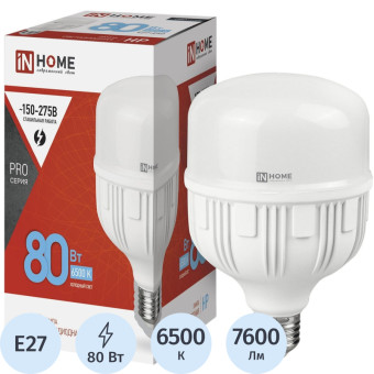 Лампа светодиодная In Home 80 Вт E27/E40 T 6500 К 7600 Лм матовая (50  штук в упаковке, 4690612031149)