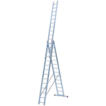 Лестница универсальная Krause Corda алюминиевая трехсекционная 3x14 ступеней (010452)