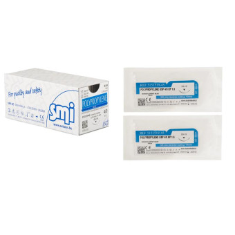 Шовный материал Полипропилен 4/0 45 см обратно-режущая игла 19 мм 3/8 5151519-45 (12 штук в упаковке)