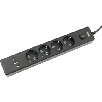 Удлинитель Power Cube 4 розетки + USB 1.9 м с заземлением и выключателем (PC-7B-2M)