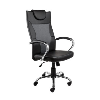 Кресло для руководителя Alvest AV 134 CH черное/серое (экокожа/сетка, хромированный металл)