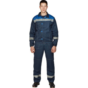 Костюм рабочий летний мужской л20-КПК с СОП синий/васильковый (размер  68-70, рост 182-188)