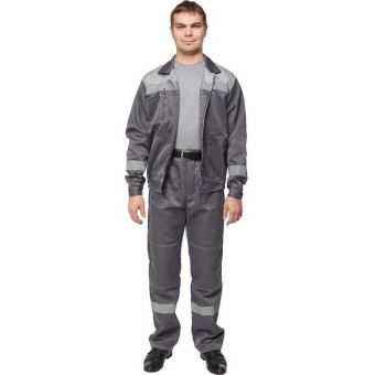 Костюм рабочий летний мужской л22-КБР с СОП темно-серый/светло-серый (размер, рост 170-176 см)