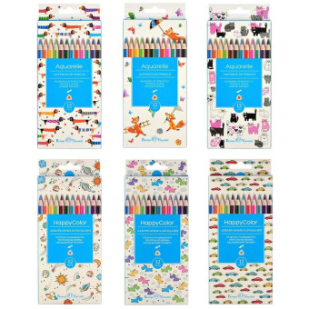 Карандаши цветные акварельные Bruno Visconti HappyColor трехгранные 12 цветов