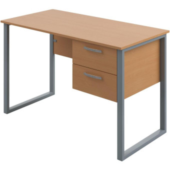 Стол учителя Комус с подвесной тумбой (бук/серый, 1200х600х760 мм)