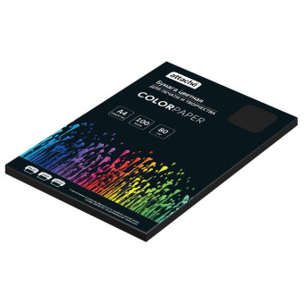 Бумага цветная Attache (черный интенсив), 80г, А4, 100  л