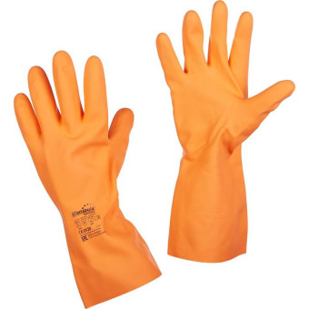 Перчатки Manipula Specialist Цетра L-F-04 из латекса оранжевые (размер 8-8.5, M)