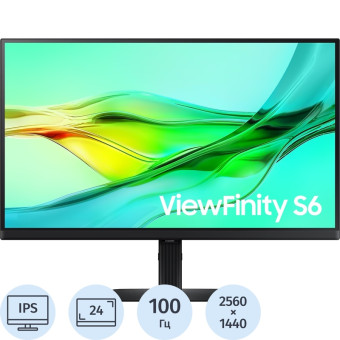 Монитор 24" Samsung ViewFinity S6 S60UD чёрный (LS24D604UAUXCI)