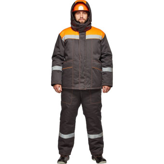 Костюм рабочий зимний мужcкой з45-КПК с СОП серый/оранжевый (размер 56-58, рост 194-200)