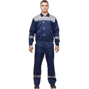Костюм рабочий летний мужской л20-КПК с СОП синий/серый (размер 68-70,  рост 194-200)