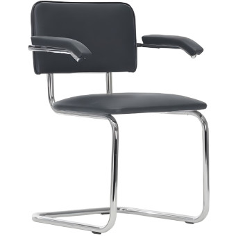Стул офисный Silwia Arm/Сильвия АРМ чёрный (экокожа, металл  хромированный)