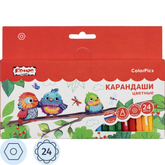 Карандаши цветные Комус Класс ColorPics 24 карандаша 24 цвета  шестигранные (укороченные)
