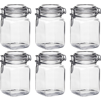 Банка с металлической клипсой Pasabahce Кремлин стеклянная 1050 мл (6  штук в упаковке)