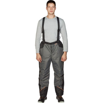 Брюки рабочие зимние мужские Nайтстар Алькор со светоотражающим кантом серые из ткани Lokker (размер 56-58, рост 182-188)