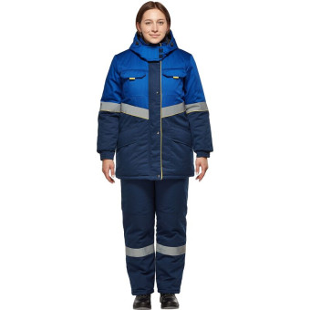 Костюм рабочий зимний женский з43-КПК с СОП васильковый/синий (размер 44-46, рост 170-176)