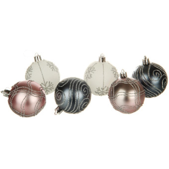 Набор шаров Веселый хоровод пластик (диаметр 6 см, 6 штук в упаковке)