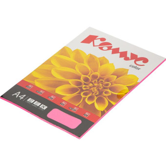 Бумага цветная для печати Комус Color розовый неон (А4, 75 г/кв.м, 50 листов)