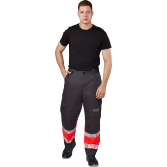 Брюки рабочие летние мужские Равелин с СОП красные/графит (размер 44-46, рост 182-188)