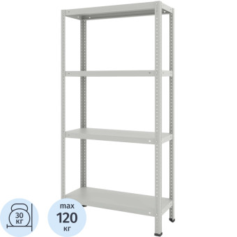 Стеллаж металлический Everest Lite серый 4 полки 750х300х1500 мм