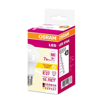 Лампа светодиодная Osram LS CLA60 А 7Вт E27 2700К 600Лм 230В (4058075695658)