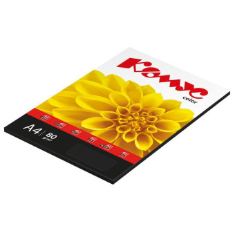 Бумага цветная для печати Комус Color черная интенсив (А4, 80 г/кв.м, 50 листов)