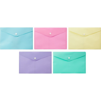 Папка-конверт на кнопке Attache Акварель А5 180 мкм (5 штук в упаковке)