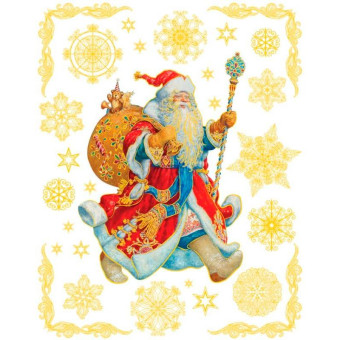 Наклейка новогодняя Magic Time Дед Мороз с мешком подарков (30x38 см)