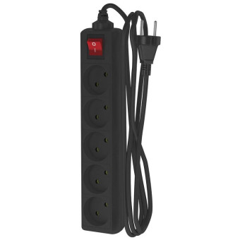Удлинитель Фотон 10-25S 5 розеток 2 м с выключателем черный (22726)