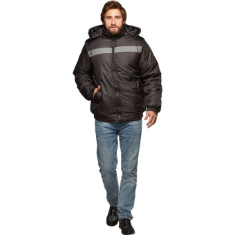 Куртка рабочая зимняя (куртка-бомбер) мужская с СОП черная из ткани дюспо (размер 52-54, рост 182-188)