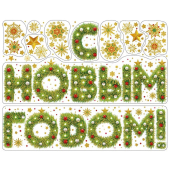 Наклейка новогодняя Новогоднее поздравление разноцветная (30х38 см)